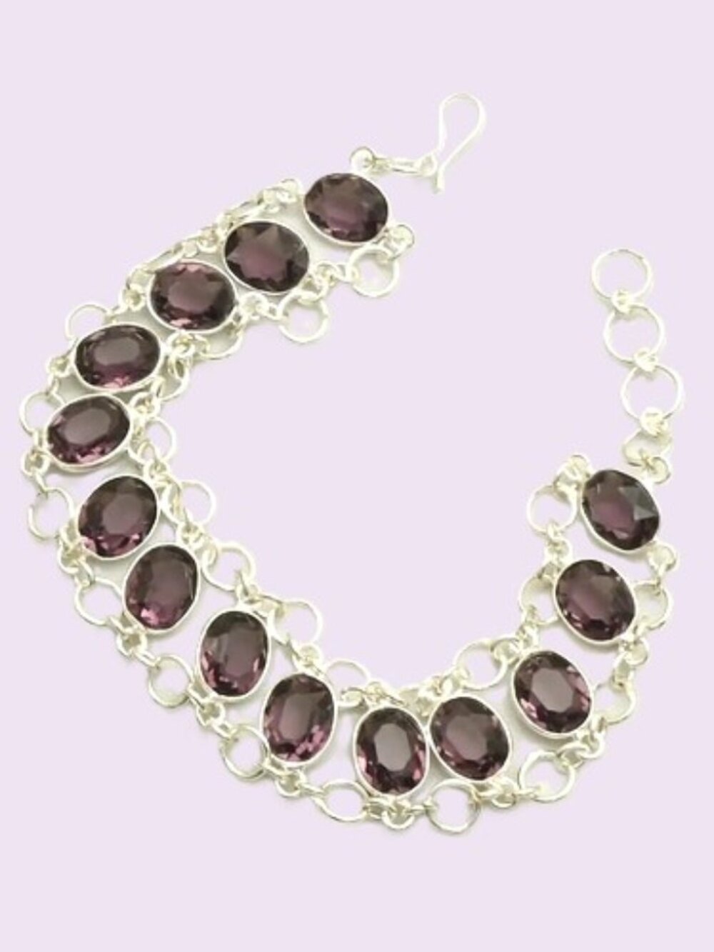 Amethyst Gemstone Sterling Silver Bracelet 15 Gms